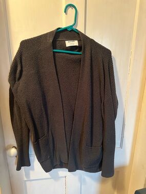 Old Navy Charcoal Open-Front Waffle Knit Cardigan
